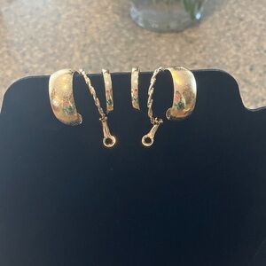 Elegant Gold Hoop Earrings 3 Pair